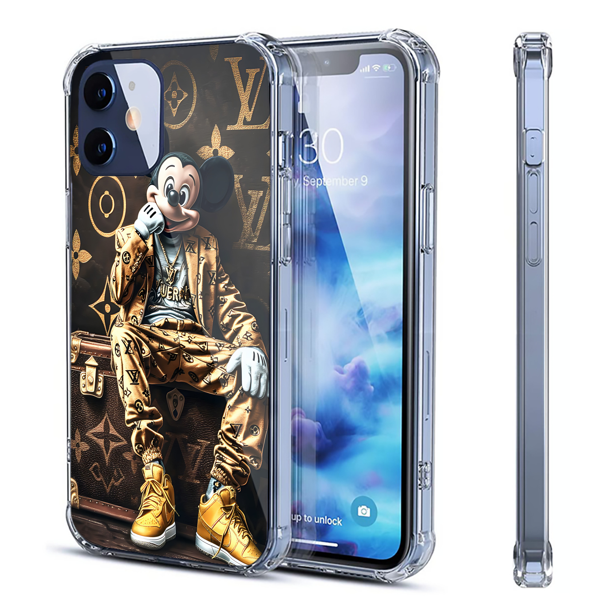 （画像用） ミッキーマウス Mickey Mouse 【iPhone 12シリーズ対応】透明スマホケース（クリアソフトケース）